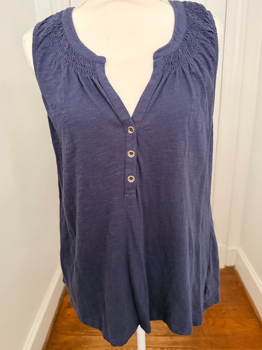 Lilly Pulitzer Essie navy blue cotton knit sleeveless top shirt women’s XL